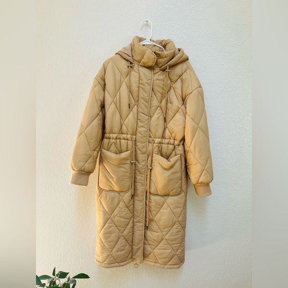 Topshop Jackets & Blazers - TopShop Camel Oversized Full Length Puffer Coat